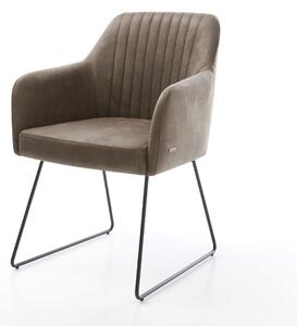DELIFE Jedálenská stolička Greg-Flex mikrovlákno taupe vintage tenká podstava čierna vrecková pružina