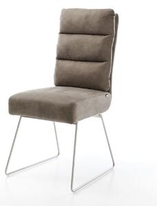 DELIFE Jedálenská stolička Pela-Flex mikrovlákno taupe vintage tenká podstava nerezová oceľ vrecková pružina