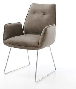 DELIFE Jedálenská stolička Zoa-Flex mikrovlákno taupe vintage tenká podstava nerezová oceľ vrecková pružina