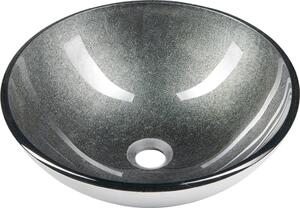 SKIN sklenené umývadlo priemer 42 cm, šedá metalická 2501-16
