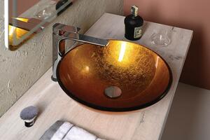 AGO sklenené umývadlo priemer 42 cm, zlata oranžová 2501-19