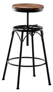 Industriálna barová stolička Beam, kov / drevo - Čierna