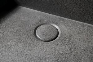 Sapho QUADRADO betónové umývadlo vrátane výpuste, 46x46 cm, čierny granit