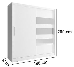 Šatníková skriňa NANA 3, 180x200x62 cm, biela