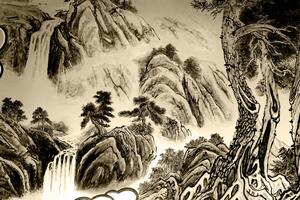 Tapeta čínska sépiová krajinomaľba