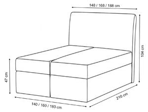 Wilsondo Čalúnená boxspring manželská posteľ WOOD 1 s úložným priestorom - hnedá Paros Rozmer: 140x200