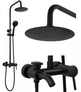 Erga Mutabi, sprchový set s batériou, hlavovou sprchou 20 × 20 cm a výtokom, čierna matná, ERG-YKA-BP.MUTABI-20-BLK