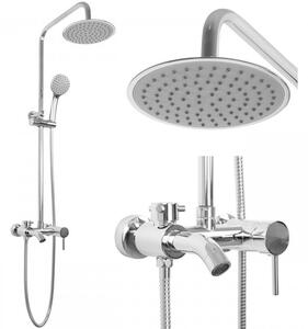 Erga Mutabi, sprchový set s batériou, hlavovou sprchou 20 × 20 cm a výtokom, chrómová, ERG-YKA-BP.MUTABI-20-CHR