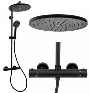 Erga Dubaj, sprchový set s termostatickou batériou a hlavovou sprchou 30 cm, čierna matná, ERG-YKA-BP.DUBAJ-THERM-30-BLK