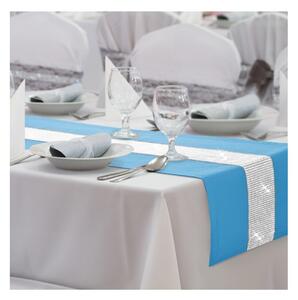 Behúň na stôl Glamour so zirkónmi farby blankytne modrej