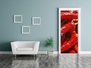 Gario Fototapeta na dvere Červené chilli papričky Veľkosť: 95 x 205 cm, Materiál: Samolepiaca