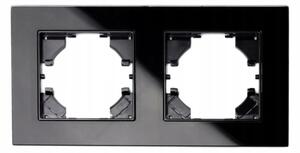 BERGE Dvojitý sklenený rám pre zásuvku - čierny