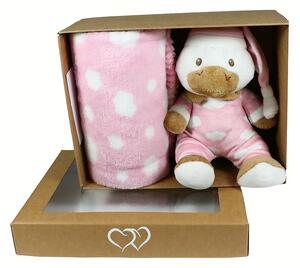 Detský set deka 75x90 cm s hračkou ružová kačička