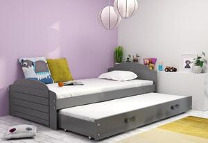 Detská posteľ LILI P2 + matrac + rošt ZADARMO, 90x200, grafit, grafitová
