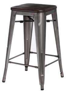 PARIS WOOD barová stolička gunmetal - galvanizované