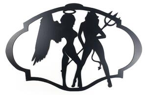 Veselá Stena Drevená nástenná čierna dekorácia Anjel a Diabol