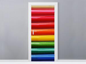 Fototapeta na dvere Dúhové pastelky Materiál: Samolepiaca, Rozmery: 95 x 205 cm