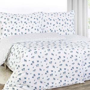 Goldea krepové posteľné obliečky - vzor 950 sivomodré kvety a kvítí na bielom 140 x 200 a 70 x 90 cm