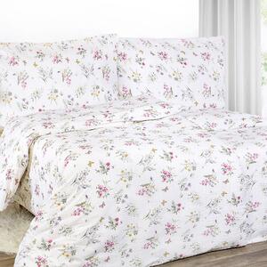 Goldea krepové posteľné obliečky - vzor 949 farebné lúčne kvety na bielom 140 x 200 a 70 x 90 cm