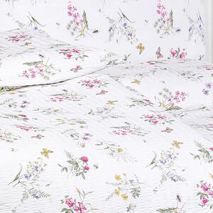 Goldea krepové posteľné obliečky - vzor 949 farebné lúčne kvety na bielom 140 x 200 a 70 x 90 cm