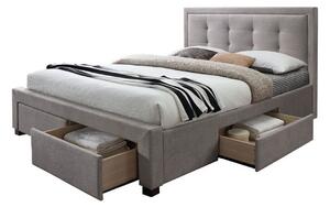 Manželská posteľ REVONA + rošt + penový matrac DE LUX, 160x200, sawana 21 šedá
