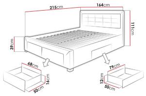 Manželská posteľ REVONA + rošt + penový matrac DE LUX, 160x200, sawana 21 šedá