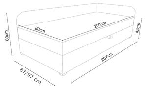 Čalúnená posteľ UNO + rošt + matrac, 80x200, Sawana05/35, ľavý roh