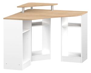 Biely pracovný stôl s doskou v dekore duba 94x94 cm - TemaHome