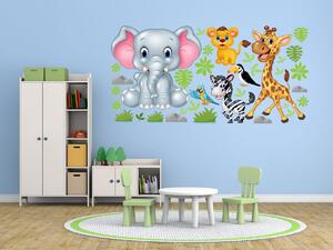 Nálepka na stenu pre deti Zvieratká z džungle Rozmery: 100 x 50 cm