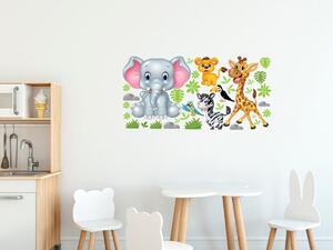 Nálepka na stenu pre deti Zvieratká z džungle Rozmery: 100 x 50 cm