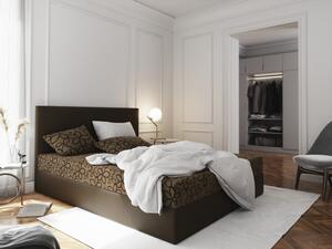 Manželská posteľ z ekokože s úložným priestorom 160x200 LUDMILA - hnedá / hnedá