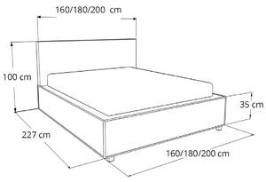 Čalúnená posteľ BERAM + matrac DE LUX, 200x200, madryt 1100