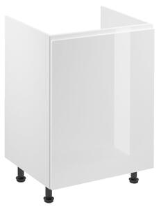 Dolná drezová skrinka ARBOR - šírka 60 cm, lesklá biela / biela, pravé prevedenie
