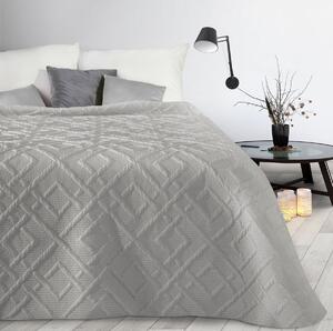 Jednofarebný prehoz na posteľ Alara/2 s geometrickým vzorom, šedý