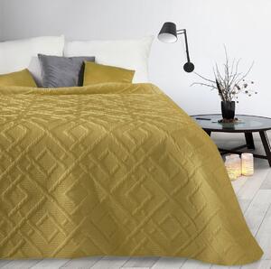 Jednofarebný prehoz na posteľ Alara/2 s geometrickým vzorom, okrový