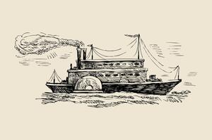 Samolepiaca tapeta veľkolepá loď v retro prevedení