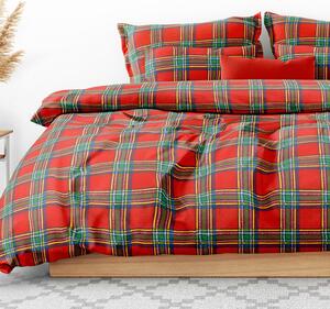 Goldea bavlnené posteľné obliečky - červené káro 140 x 200 a 70 x 90 cm