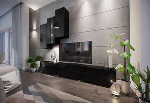 Obývacia stena ELPASO 5 + LED, čierna/čierna lesk