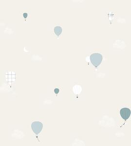 Béžová vliesová detská tapeta - mráčiky, balóny 7001-2, Noa, ICH Wallcoverings