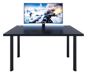 Počítačový herný stôl CODE X2 s LED, 135x73-76x65, čierna/čierne nohy