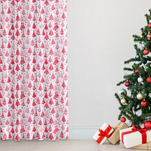 Goldea vianočný bavlnený záves - vzor stromčeky na bielom 140x160 cm