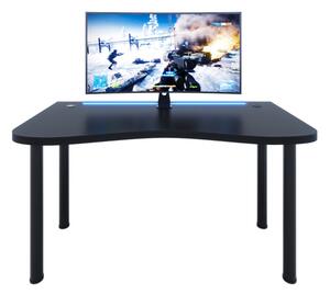 Počítačový herný stôl Y2 s LED, 135x73-76x65, čierna/čierne nohy