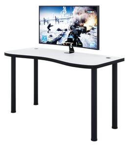 Počítačový herný stôl CODE Y2 s LED, 135x73-76x65, biela/čierne nohy