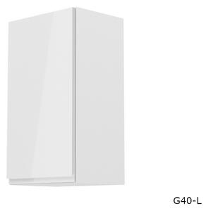 Kuchynská skrinka horná úzka ASPEN G40, 40x72x32, biela/sivá lesk, ľavá