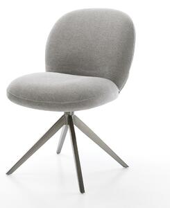 DELIFE Jedálenská stolička Nube-Flex texturovaná látka mäkký sivá krížová podstava široká grafitová 360° otočná hojdacia funkcia vrecková pružina