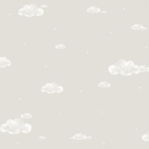 Sivá papierová tapeta na stenu, oblaky, obloha, hviezdičky 458-4, Pippo, ICH Wallcoverings