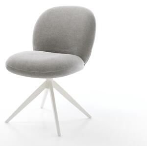 DELIFE Jedálenská stolička Nube-Flex tkanina mäkký sivá krížová podstava široká biela 360° otočný hojdacia funkcia vrecková pružina