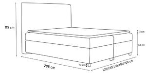 Čalúnená posteľ boxspring FAVA + topper, 120x200, jasmine 81