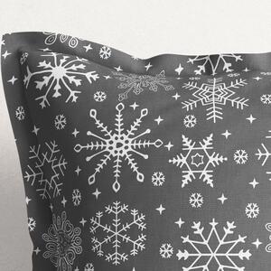Goldea vianočná bavlnená obliečka na vankúš s ozdobným lemom - vzor snehové vločky na sivom 40 x 40 cm