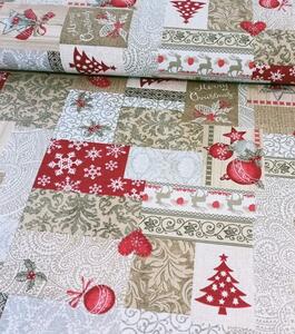 Loneta dekoračná látka zmesová vianočná patchwork zlatý | RTex